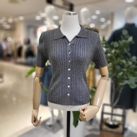 골지니트카라넥반팔가디건