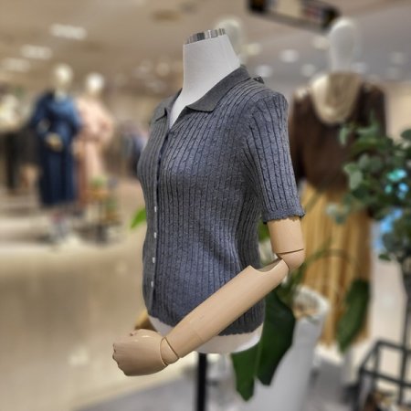 골지니트카라넥반팔가디건