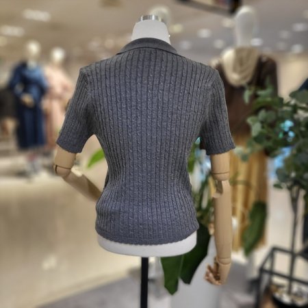 골지니트카라넥반팔가디건