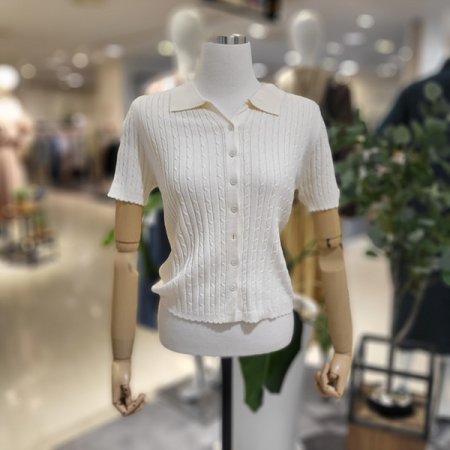 골지니트카라넥반팔가디건