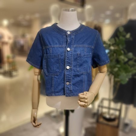 라운드넥세미크롭데님자켓