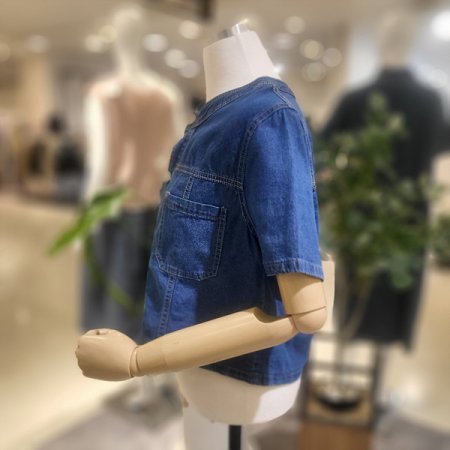 라운드넥세미크롭데님자켓