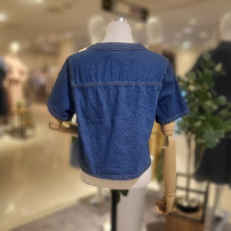 라운드넥세미크롭데님자켓