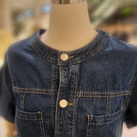 라운드넥세미크롭데님자켓