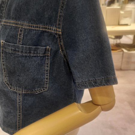 라운드넥세미크롭데님자켓