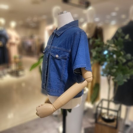 카라넥진청반팔자켓