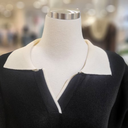 카라배색니트롱원피스