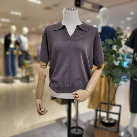 브이카라넥여름반팔니트