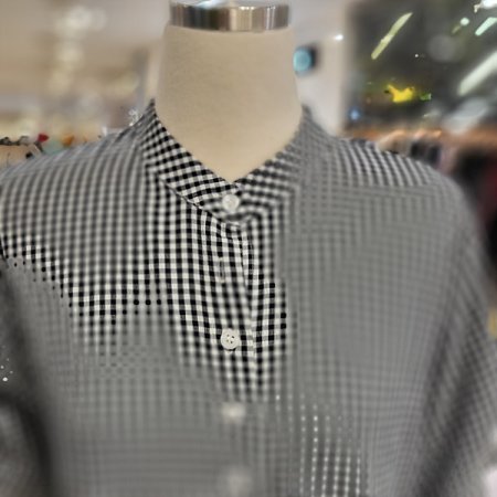 차이나넥잔체크반팔롱원피스