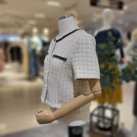 반팔배색트위드자콋