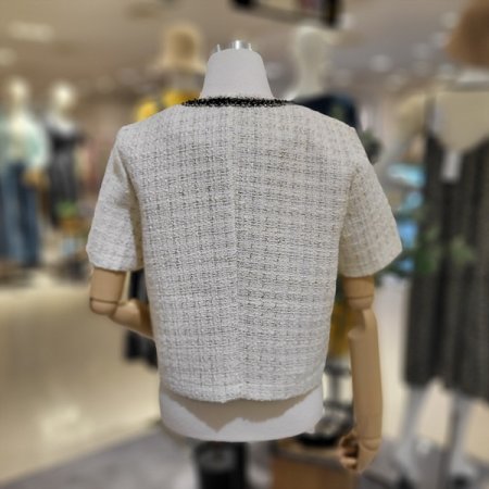 반팔배색트위드자콋