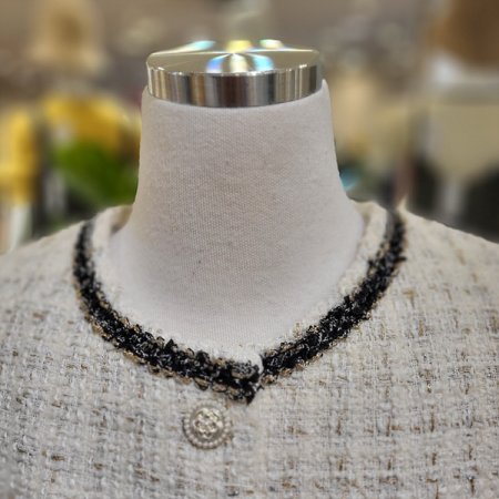 반팔배색트위드자콋