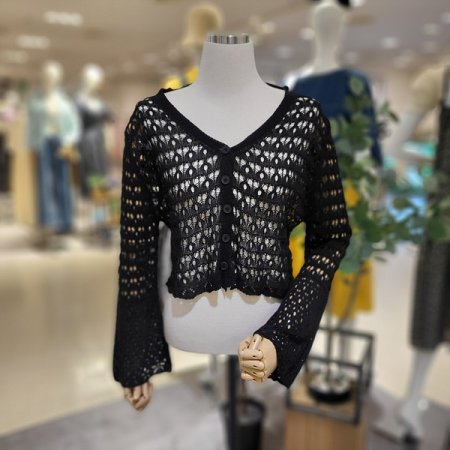 나팔소매니트긴팔여름가디건