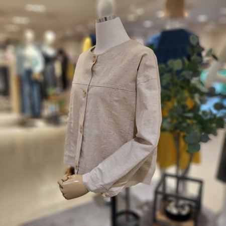 라운드넥긴팔린넨자켓