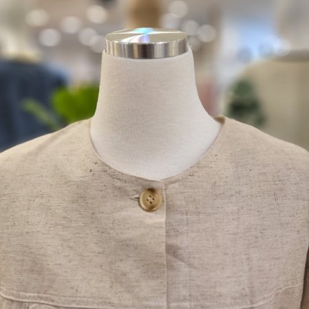 라운드넥긴팔린넨자켓