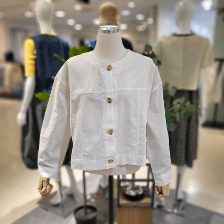 라운드넥긴팔린넨자켓