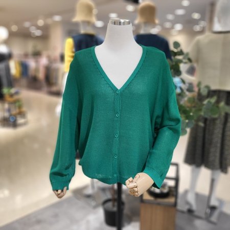 브이넥여름긴팔니트가디건