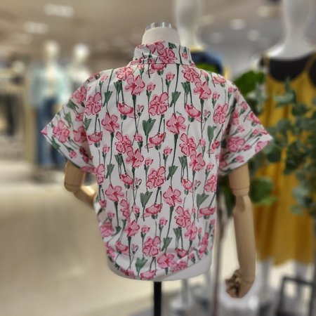 앞꼬리리본플라워블라우스