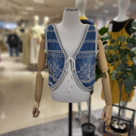 레이스자수데님가디건조끼