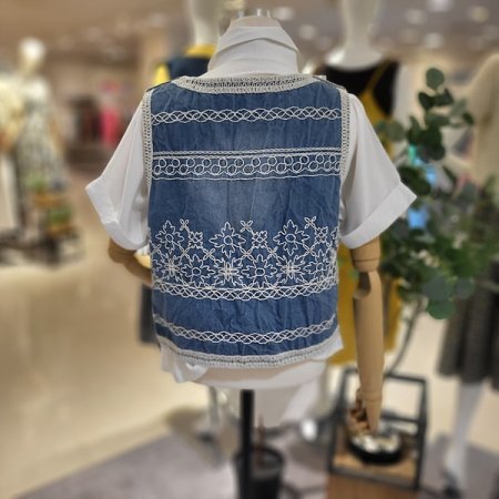 레이스자수데님가디건조끼