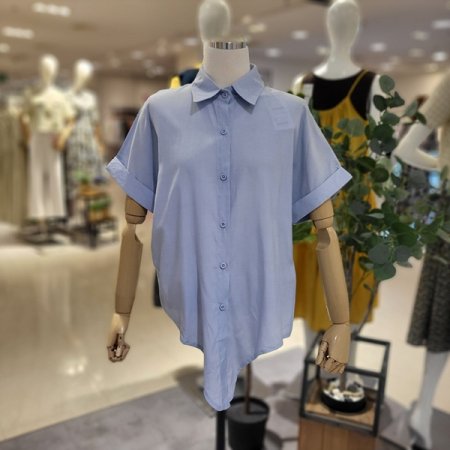 앞리본묶음셔츠반팔블라우스