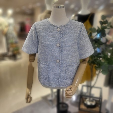 반팔트위드블루자켓