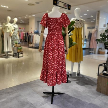 스모크밴드반팔쉬폰원피스