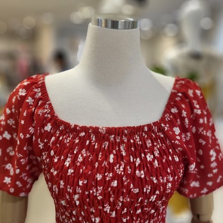 스모크밴드반팔쉬폰원피스