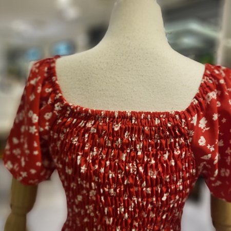 스모크밴드반팔쉬폰원피스