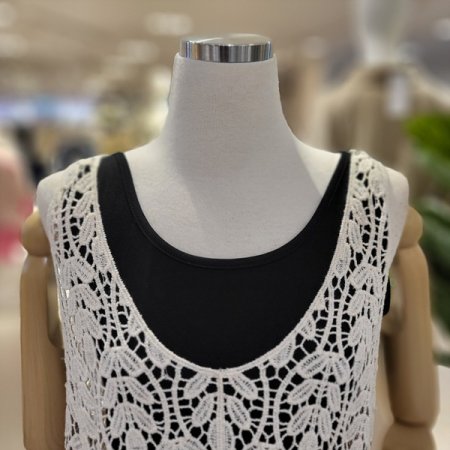 나뭇잎패턴면니트뷔스티에