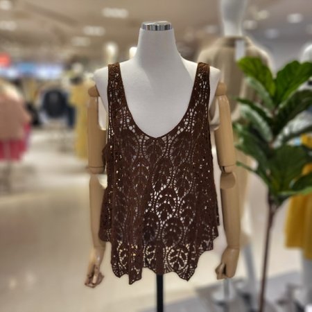 나뭇잎패턴면니트뷔스티에