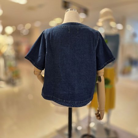 라운드넥반팔데님자켓