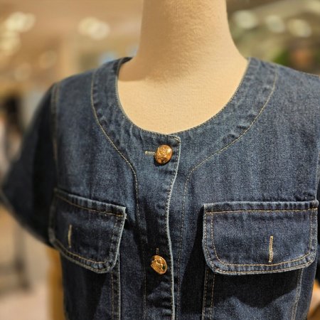 라운드넥반팔데님자켓