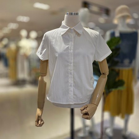 카라넥옆셔링반팔블라우스