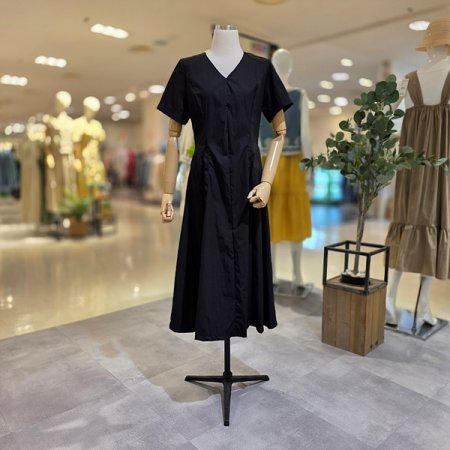 브이넥반팔아노락원피스