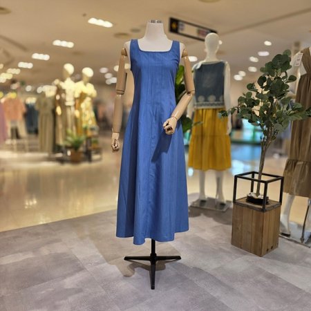 옆자크스퀘어넥민소매원피스