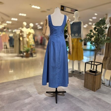 옆자크스퀘어넥민소매원피스