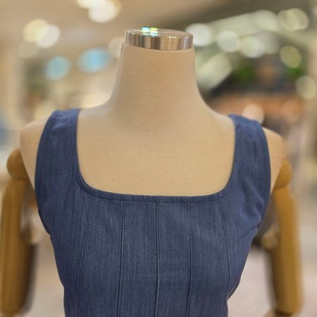 옆자크스퀘어넥민소매원피스