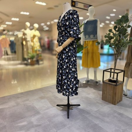 딥브이넥플라워쉬폰원피스