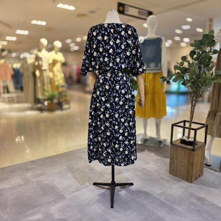 딥브이넥플라워쉬폰원피스