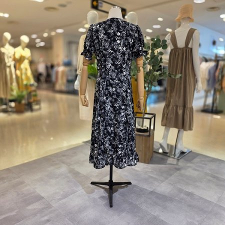 화이트플라워블랙쉬폰원피스