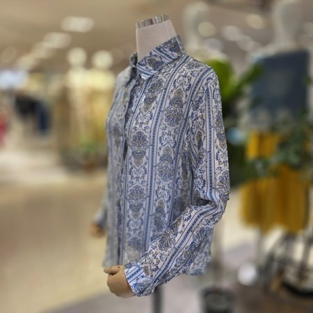 바로크패턴시스루긴팔셔츠블라우스