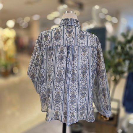 바로크패턴시스루긴팔셔츠블라우스