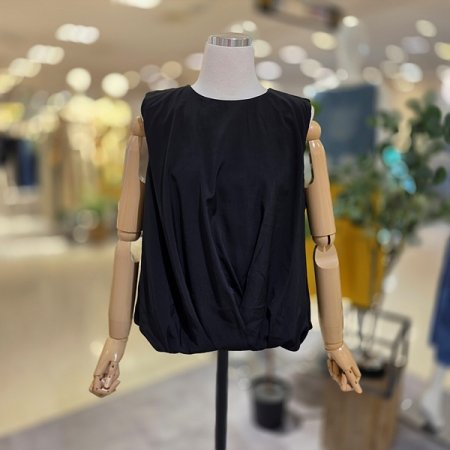 밑단셔링민소매실키블라우스