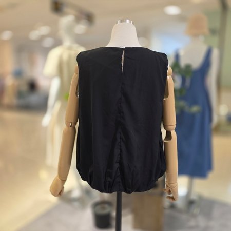 밑단셔링민소매실키블라우스