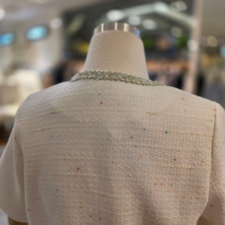 브이넥배색포인트트위드자켓