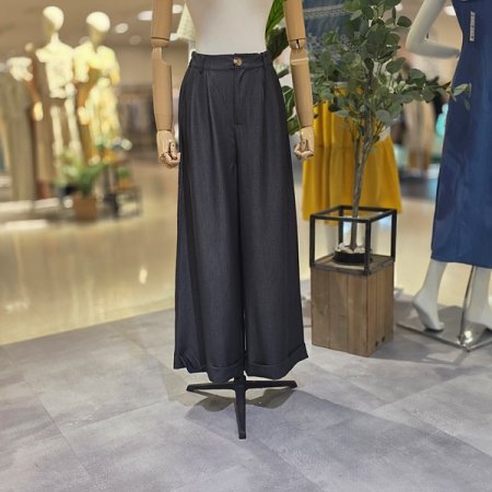 밑단롤업와이드롱팬츠