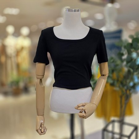 크롭반팔골지티셔츠