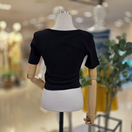 크롭반팔골지티셔츠