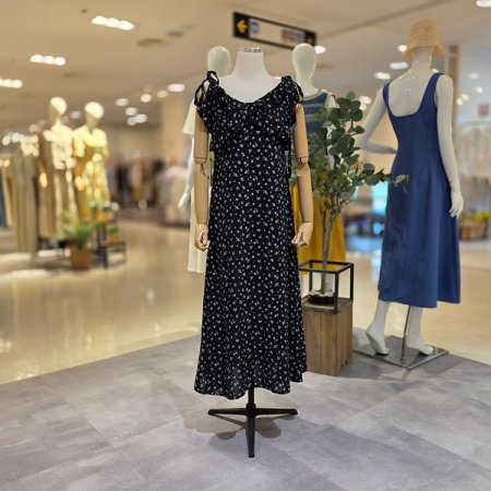 끈묶음나시프릴쉬폰원피스